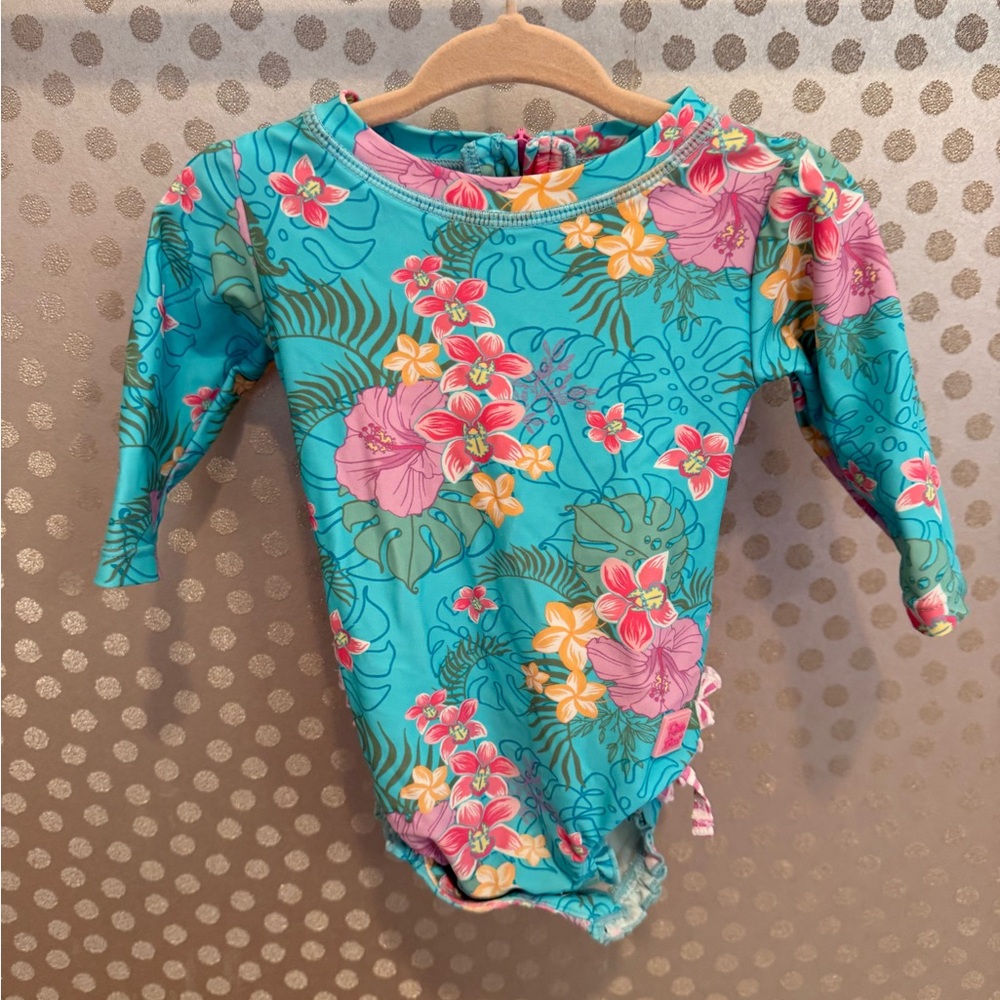 Rufflebutts Orchid Oasis One Piece Rash Guard - Picture 4 of 7